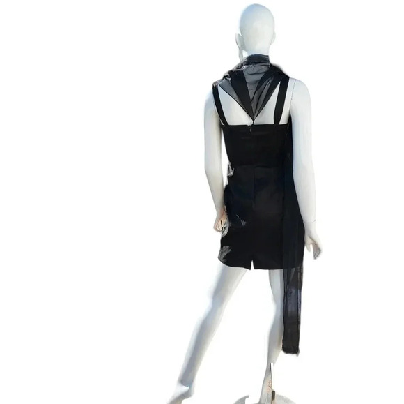 Dave & Johnny Black Dress with Integrated Shawl Formal Occasion Wear Size 3/4 - Picture 4 of 16